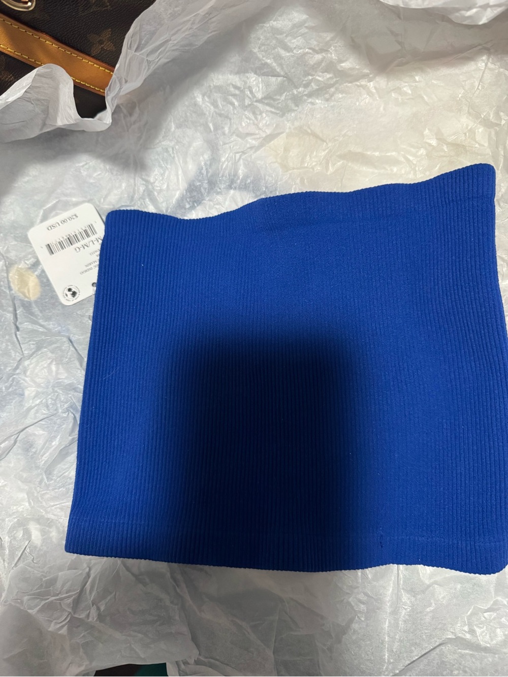 Cobalt Blue Ribbed Bandeau Top